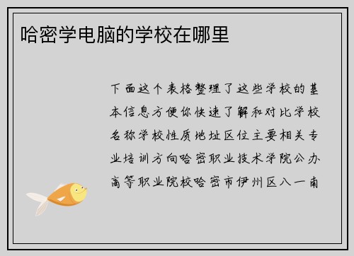 哈密学电脑的学校在哪里